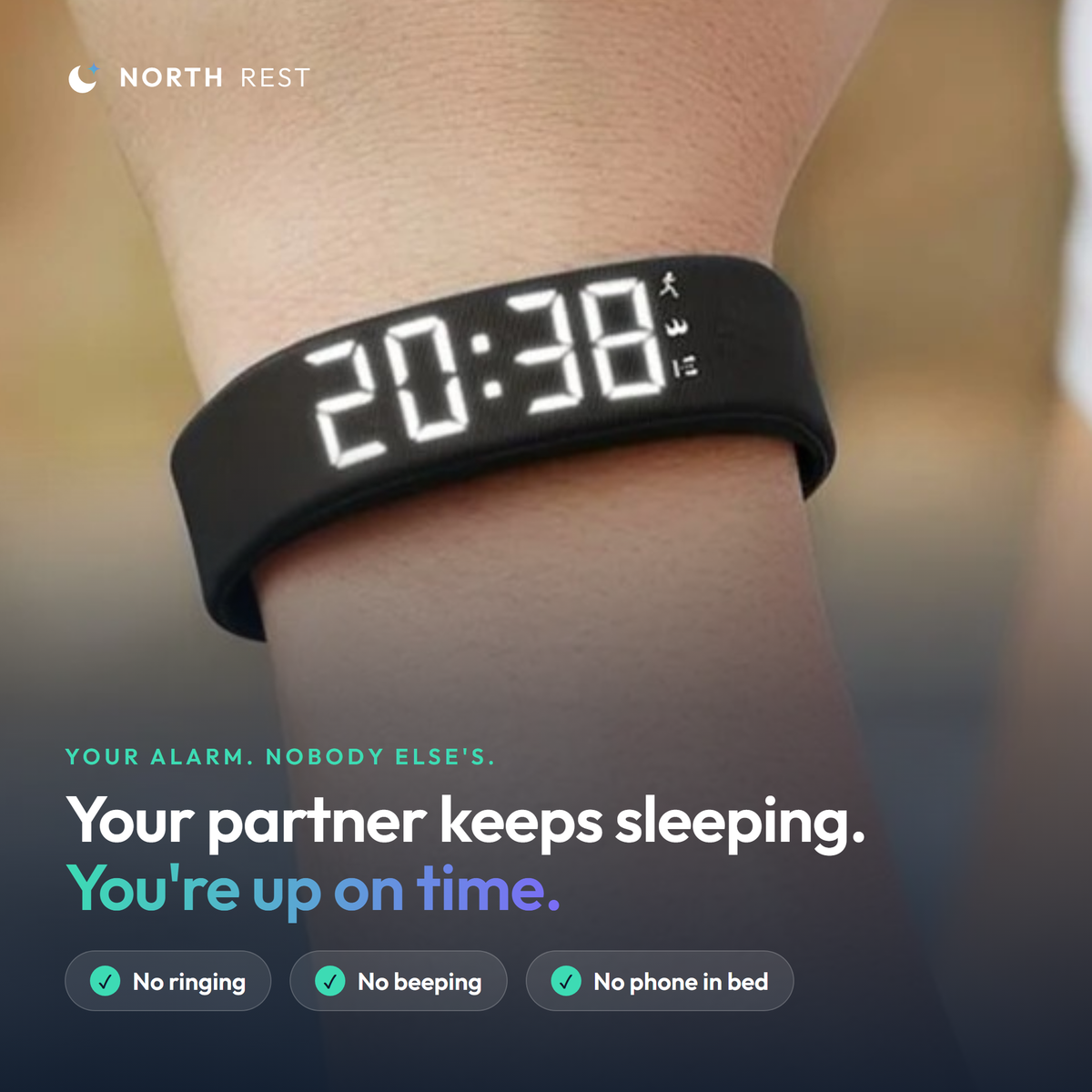 DawnBand on the wrist: your partner keeps sleeping